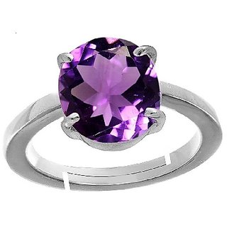                       CEYLONMINE- 6.75 Carat Natural Amethyst Gold  Silver Plated Adjustable Ring/Anguthi For Astrological Purpose                                              