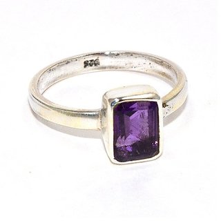                       Natural Purple Amethyst Silver Plated Ring For Unisex Astrological Stone Jamuniya Ring BY CEYLONMINE                                              