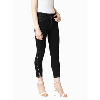                       Miss Chase Women's Blue Out And About Pearl High Waist Denim Pant                                              