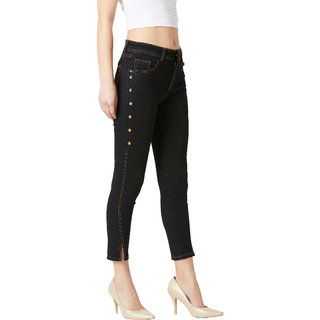 Miss Chase Women's Blue Done And Dusted High Waist Denim Pant