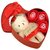 Agarwal Trading Corporation Red Teddy 3 Rose Flower in Beautiful Heart Shape Box Soft Toy, Artificial Flower Gift Set
