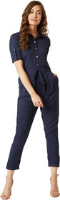 Miss Chase Women's Navy Cherish Your Love Tie-Up Jumpsuit