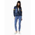 Miss Chase Women's Navy Play With Trims Denim Bomber Jacket