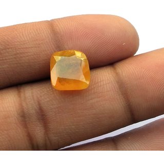                       Certified Natural Yellow Sapphire Square Shape (Pukhraj/Pookhraj) 7 Ratti for Jyotishi/Astrological Purpose                                              