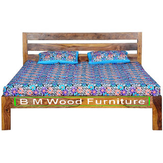 Buy BM WOOD FURNITURE Sheesham Wood Bed for Bedoom Queen ...