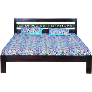 BM Wood Furniture Sheesham Wood Bed for Bedoom Queen Size Solid Bed Bed Mahogany Brown Finish
