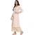 Desi Kala Women's Attached Skirt Designer Block Printed Gota Peach Dress (Desi_Kala_18_XS)