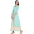 Desi Kala Women's Attached Skirt Designer Block Printed Gota Green Dress (Desi_Kala_19_XS)