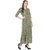 Desi Kala Women's Ikkat Kalidar Green Maxi Dress with Designer Buttons and Belt (Desi_Kala_22_M)