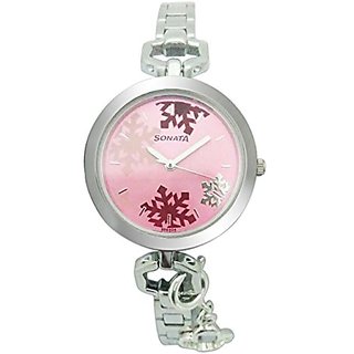 Buy Sonata Charmed Analog Pink Dial Girls Watch 8147SM01 Online