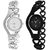 TRUE COLORS Round Dial Black Fabric Analog Watch For Women (Combo)