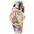 Women Wrist Watch combo (Paris Eiffel Tower Print Golden Round Dial)