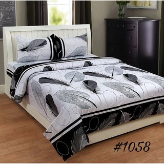 Choco White Patti AH MON Double Bedsheet With 2 Full size pillow Cover Pack of 1