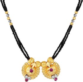 MFJ Fashion Pleasing Traditional Brass 1 Gram Gold Plated Mangalsutra For Women