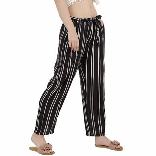 Buy Uuner Black striped line palazzo or sharara Online @ ₹249 from ShopClues