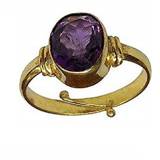                       6.25 Ratti Natural Amethyst Gold Plated Ring 100 Original  Unheated Jamuniya Adjustable Ring By CEYLONMINE                                              