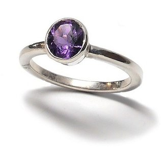                       Original Stone 4.25 Carat stone Amethyst/Jamuniya Silver Plated Ring For Astological Purpose By CEYLONMINE                                              