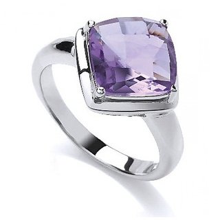                       Original  Lab Certified Stone Amethyst Silver Plated Ring For Astrological Purpose By CEYLONMINE                                              