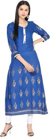 Varkha Fashion Royal Blue Skin Print A line Kurta