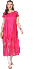 Varkha Fashion Pink Skin Print A line Kurta