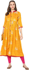 Varkha Fashion yellow Skin Print Anarkali kurta