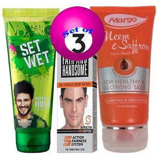 Margo Face Wash, Fair & Handsome And Set Wet Gel Pack Of 3