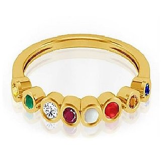                       Navratna Ring Natural Navgrah gemstone gold plated ring by Ceylonmine                                              