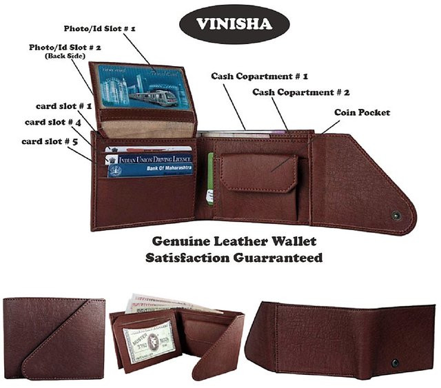 Double Sided Wallet Genuine Leather Wallet Top Fold Card 