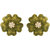 Voylla Floral Stud Earrings with Green Enamel and White Gems