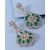 Voylla Designer Dangler Earrings For Women With White & Green Stones