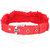 VIP Collection Fancy 1 Inch Large Nylon Dog Collar  Leash With Fur High Quality Designer Nugs - Red (Medium)