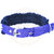 VIP Collection Fancy 1.25 Inch Large Nylon Spike Dog Collar  Leash With Fur High Quality Designer Nugs - Blue (Large)