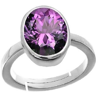                       Natural Amethyst Stone 6.25 Ratti Silver Plated Ring Original Semi- Precious Stone Jamuniya Ring By CEYLONMINE                                              