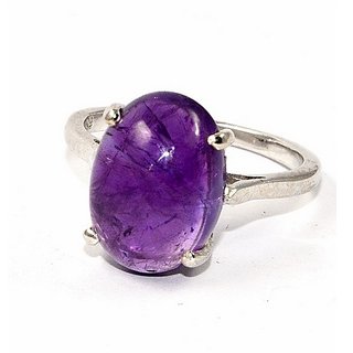                       Amethyst/Jamuniya 7.25 Ratti stone Silver Plated Ring For Astrological Purpose By CEYLONMINE                                              