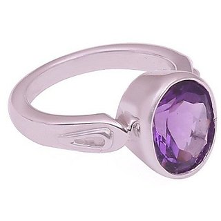                       6.25 Ratti Natural Amethyst Silver Plated Ring Original  Unheated Stone Jamuniya Ring By CEYLONMINE                                              