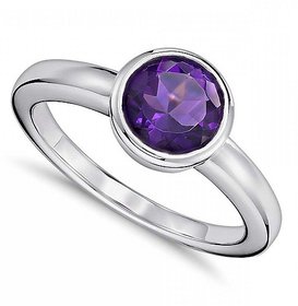 Original  Natural Stone Amethyst Silver Plated Ring For Astrological Purpose By CEYLONMINE