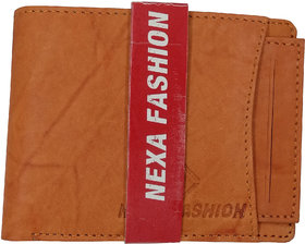Men Tan Genuine Leather Wallet(6 Card Slots)