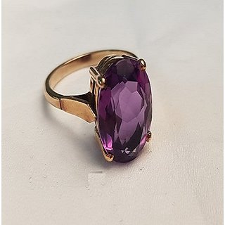                       Natural Stone Amethyst 6.25 Carat Gemstone Gold Plated Ring For Astrological Purpose By CEYLONMINE                                              