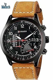 Curren Brown Leather Analog Watch for Men