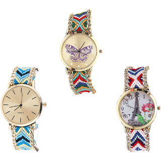 Neutron Contemporary Royal Butterfly And Paris Eiffel Tower Analogue Multi Color Color Girls And Women Watch - G132-G314-G148 (Combo Of  3 )