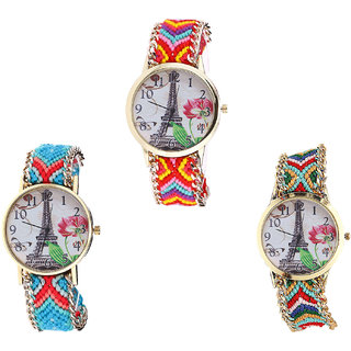 Neutron Classical Casual Paris Eiffel Tower Analogue Multi Color Color Girls And Women Watch - G144-G150-G145 (Combo Of  3 )