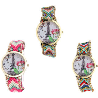Neutron Classical Italian Designer Paris Eiffel Tower Analogue Multi Color Color Girls And Women Watch - G146-G152-G145 (Combo Of  3 )