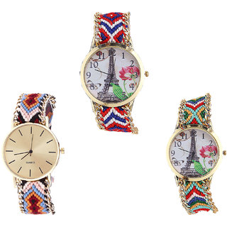Neutron New 3D Design Paris Eiffel Tower Analogue Multi Color Color Girls And Women Watch - G147-G316-G145 (Combo Of  3 )