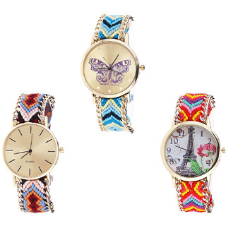 Neutron Latest High Quality Butterfly And Paris Eiffel Tower Analogue Multi Color Color Girls And Women Watch - G136-G316-G144 (Combo Of  3 )