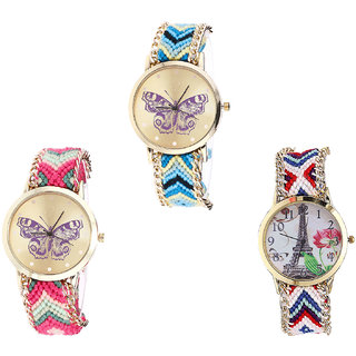 Neutron Best Technology Butterfly And Paris Eiffel Tower Analogue Multi Color Color Girls And Women Watch - G136-G139-G148 (Combo Of  3 )