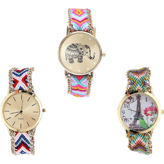 Neutron Latest Model Elephant And Paris Eiffel Tower Analogue Multi Color Color Girls And Women Watch - G312-G313-G146 (Combo Of  3 )