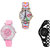 Neutron Modern Unique Paris Eiffel Tower, Flower And Chain Analogue Multi Color, Pink And Black Color Girls And Women Watch - G310-G88-G68 (Combo Of  3 )