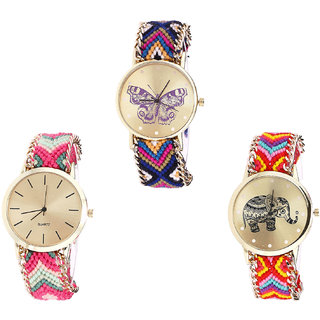 Neutron Best Fancy Butterfly And Elephant Analogue Multi Color Color Girls And Women Watch - G140-G317-G155 (Combo Of  3 )