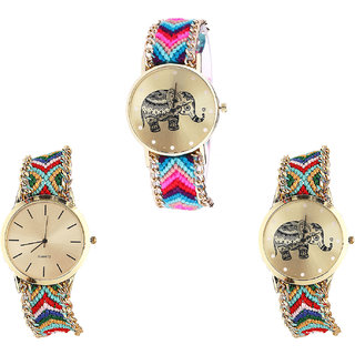 Neutron Modern Love Elephant Analogue Multi Color Color Girls And Women Watch - G154-G166-G156 (Combo Of  3 )