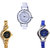 Neutron Latest Style Chain And World Cup Analogue White, Gold And Blue Color Girls And Women Watch - G50-G114-G2 (Combo Of  3 )